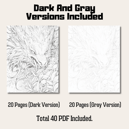 Realistic Dragon Coloring Book 1: Dragon Dark And Gray Versions Demo