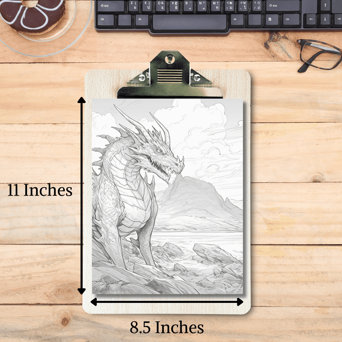 Realistic Dragon Coloring Book 2: Dragon Print Out Size Demo