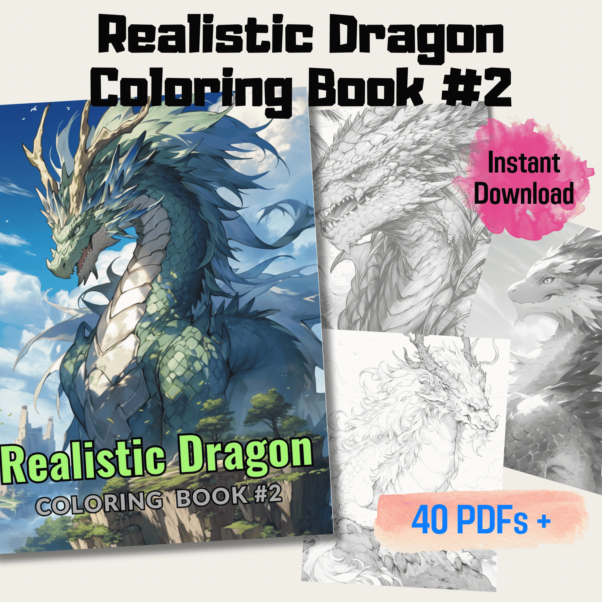 Realistic Dragon Coloring Book 2: Dragons
