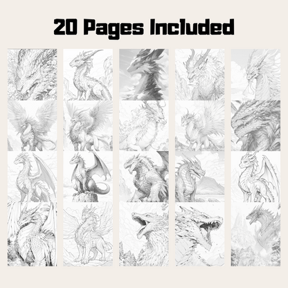 Realistic Dragon Coloring Book 2: Dragons 20 Pages Included