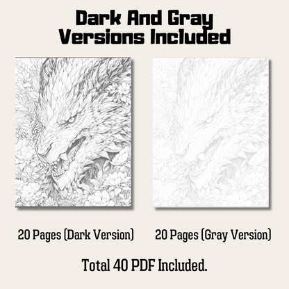 Realistic Dragon Coloring Book 2: Dragon Dark And Gray Versions Demo