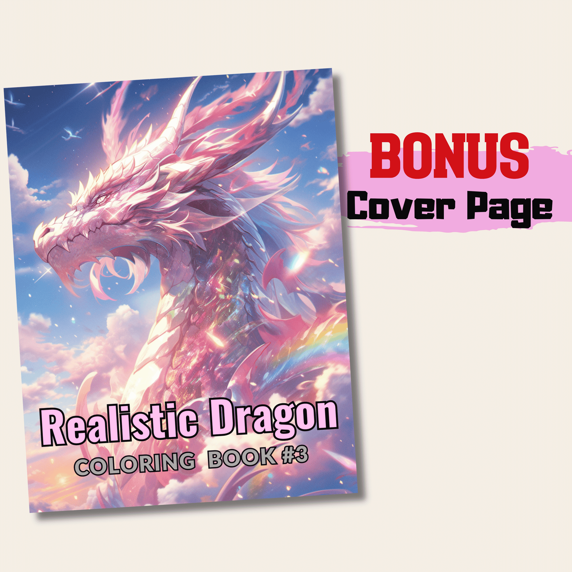 Realistic Dragon Coloring Book 3: Dragon Cover Page
