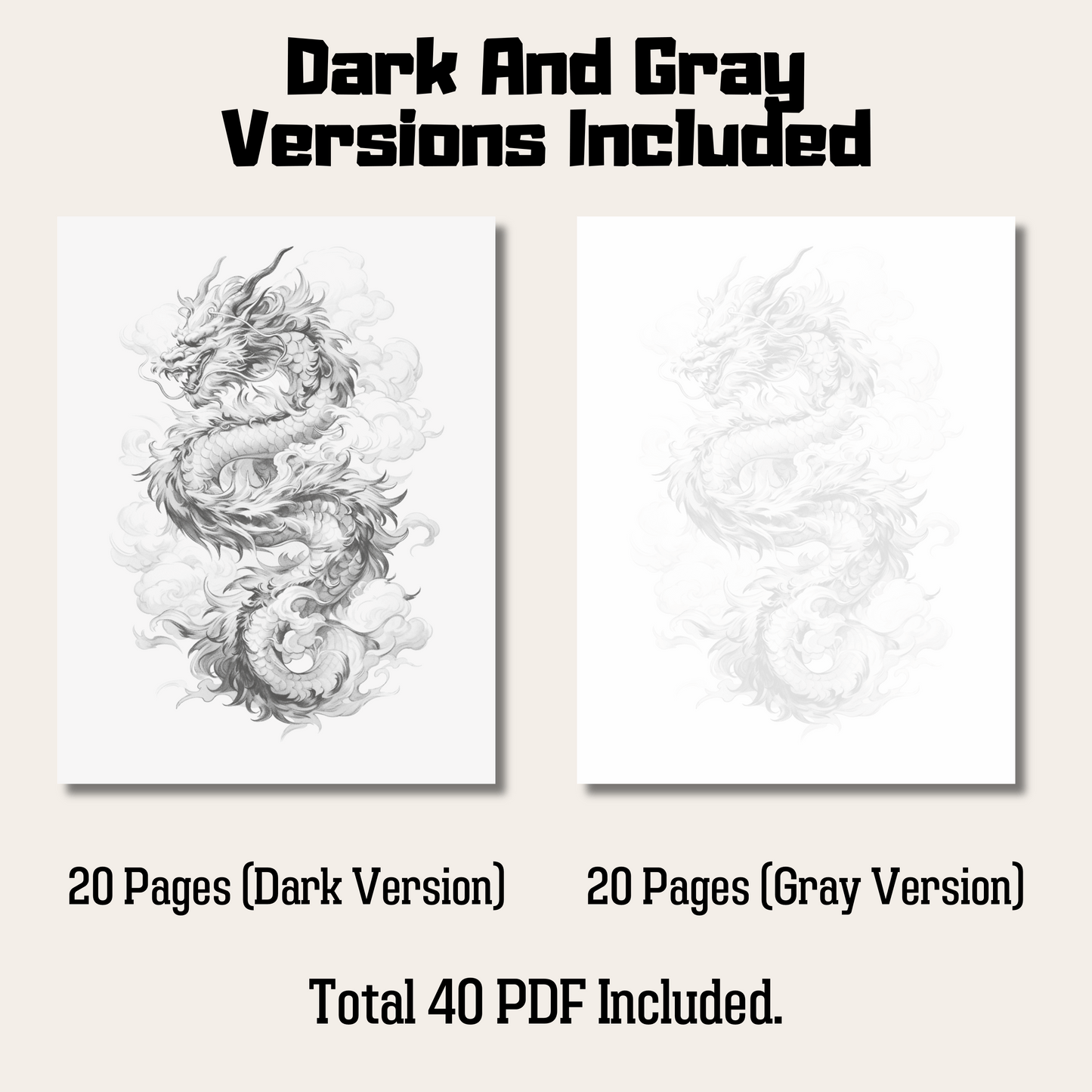 Realistic Dragon Coloring Book 3: Dragon Dark And Gray Versions Demo