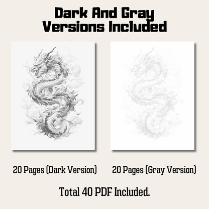 Realistic Dragon Coloring Book 3: Dragon Dark And Gray Versions Demo