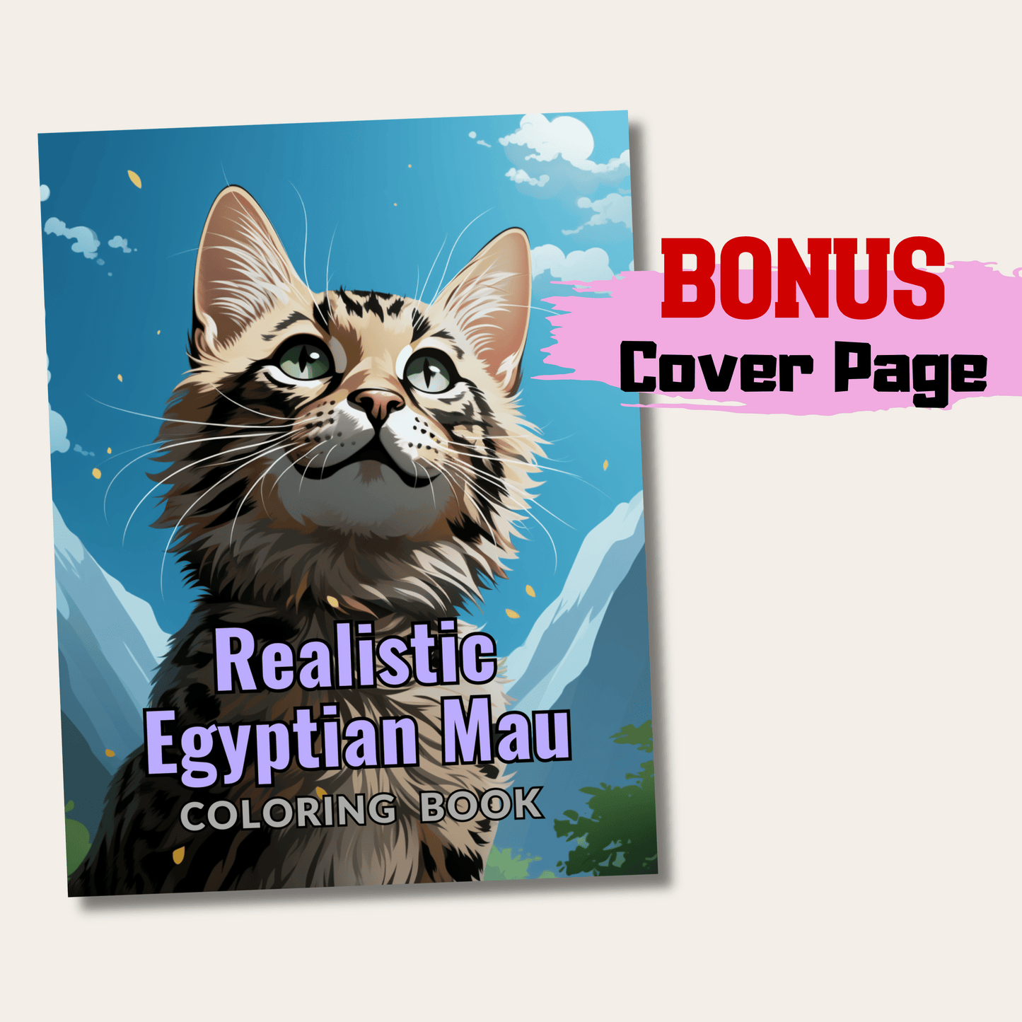 Realistic Egyptian Mau Coloring Book, 20 Egyptian Mau Grayscale Coloring Pages