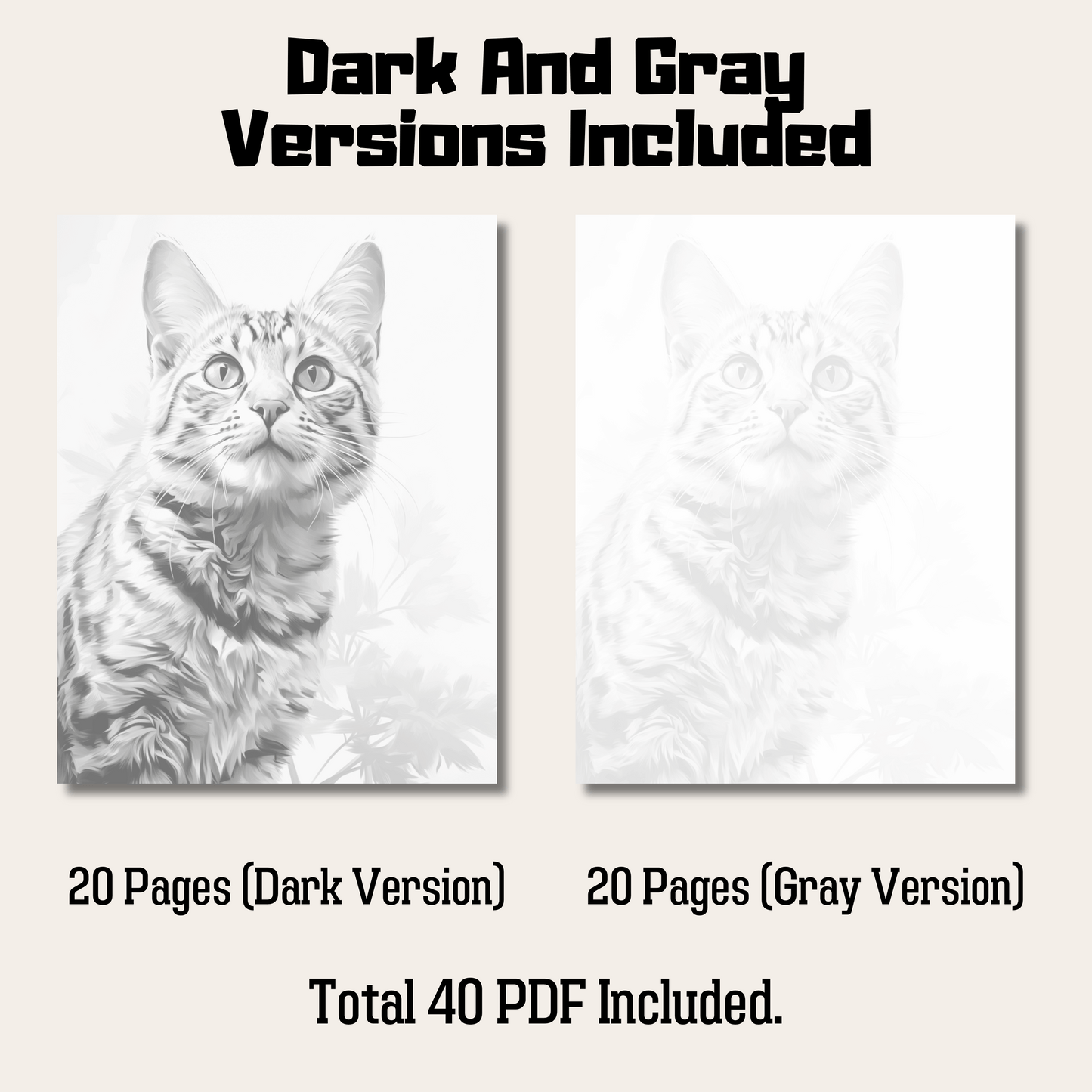 Realistic Egyptian Mau Coloring Book, 20 Egyptian Mau Grayscale Coloring Pages