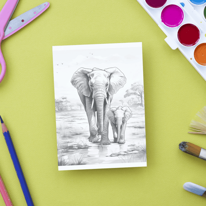 Realistic Elephant Coloring Book 1: Elephant Print Out Demo