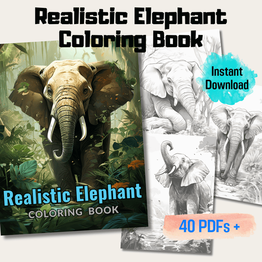 Realistic Elephant Coloring Book 1: Elephants