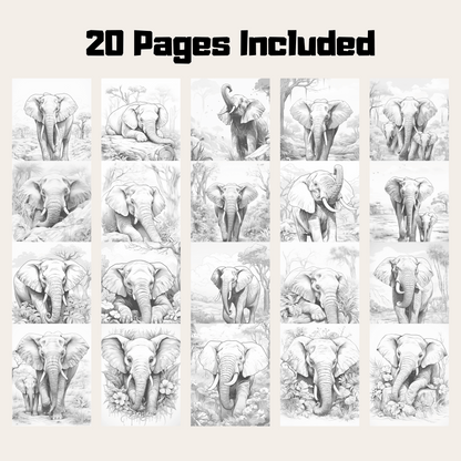 Realistic Elephant Coloring Book 1: Elephants 20 Pages Included