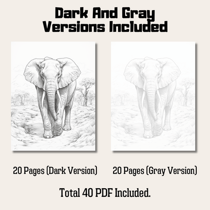 Realistic Elephant Coloring Book 1: Elephant Dark And Gray Versions Demo