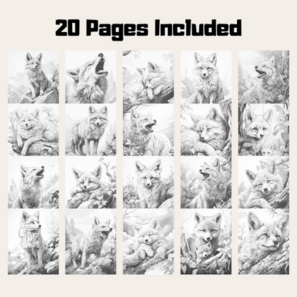 Realistic Fox Coloring Book 1: Foxes 20 Pages Included