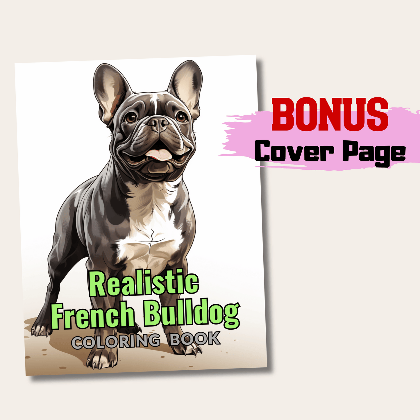 Realistic French Bulldog Coloring Book, Bulldog Grayscale Coloring Pages