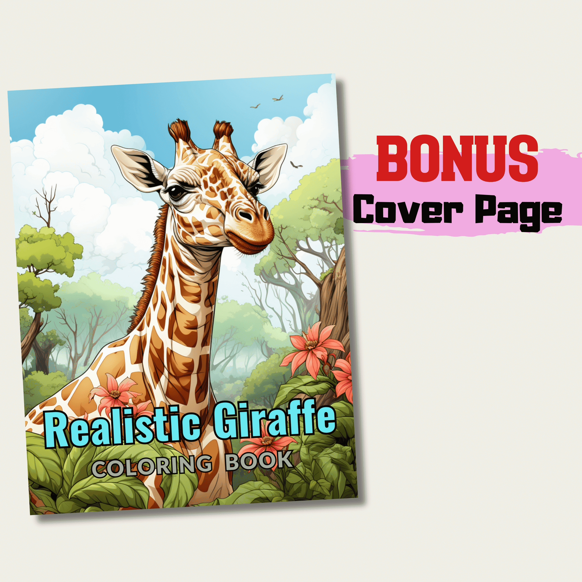 Realistic Giraffe Coloring Book 1: Giraffe Cover Page