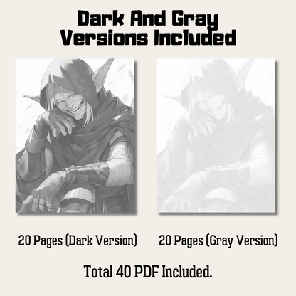 Realistic Goblin Coloring Book 1: Goblin Dark And Gray Versions Demo
