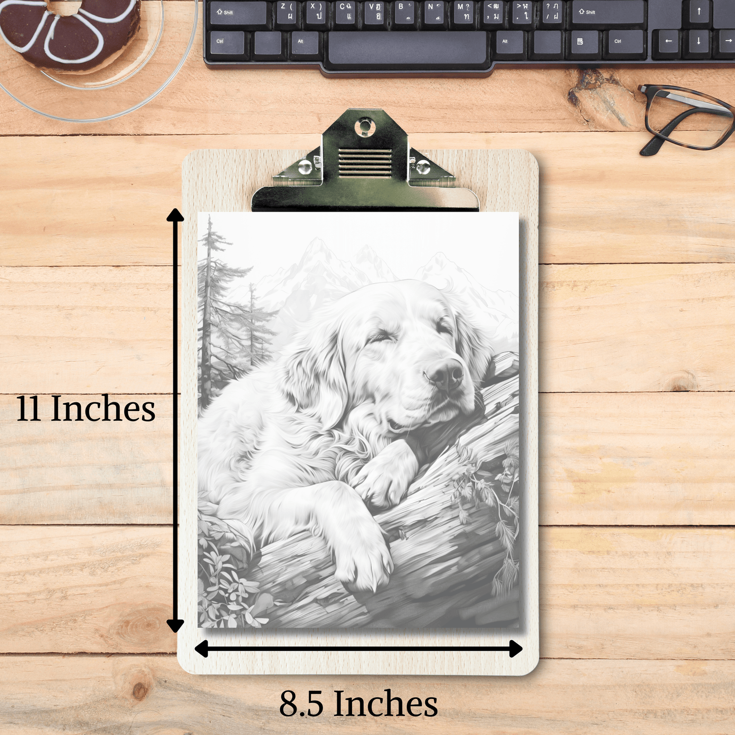 Realistic Golden Retriever Coloring Book, 20 Golden Retriever Grayscale Coloring Pages