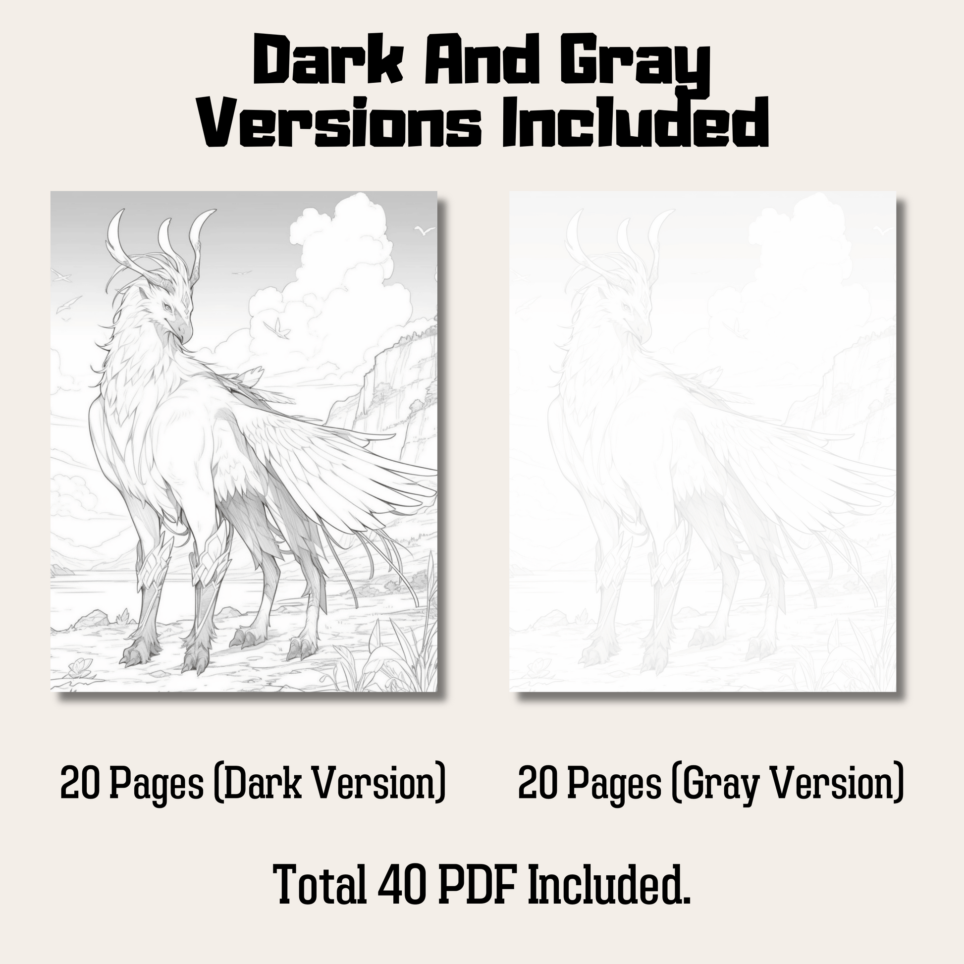 Realistic Griffin Coloring Book 1: Griffin Dark And Gray Versions Demo