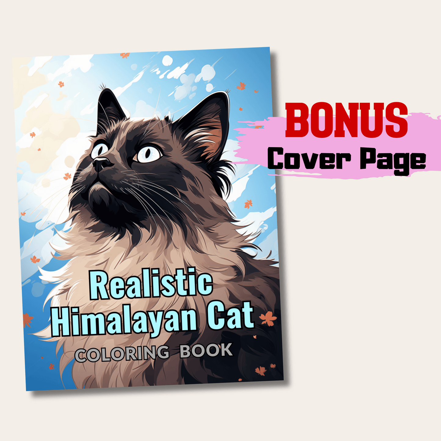 Realistic Himalayan Cat Coloring Book, 20 Himalayan Cat Grayscale Coloring Pages