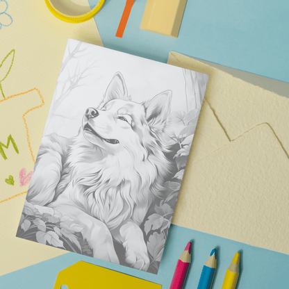 Realistic Husky Coloring Book, 20 Siberian Husky Grayscale Coloring Pages for All Ages
