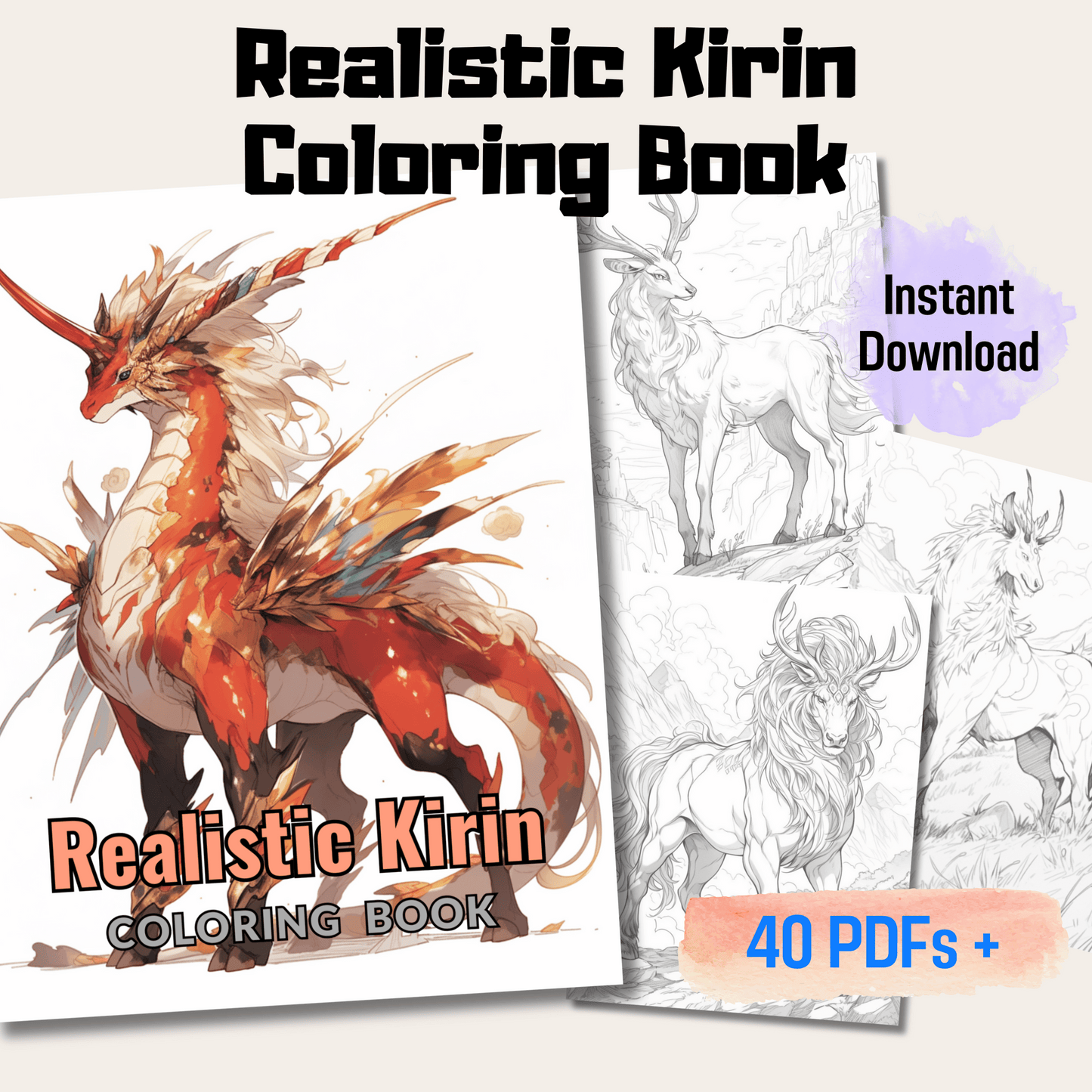 Realistic Kirin Coloring Book 1: Kirin