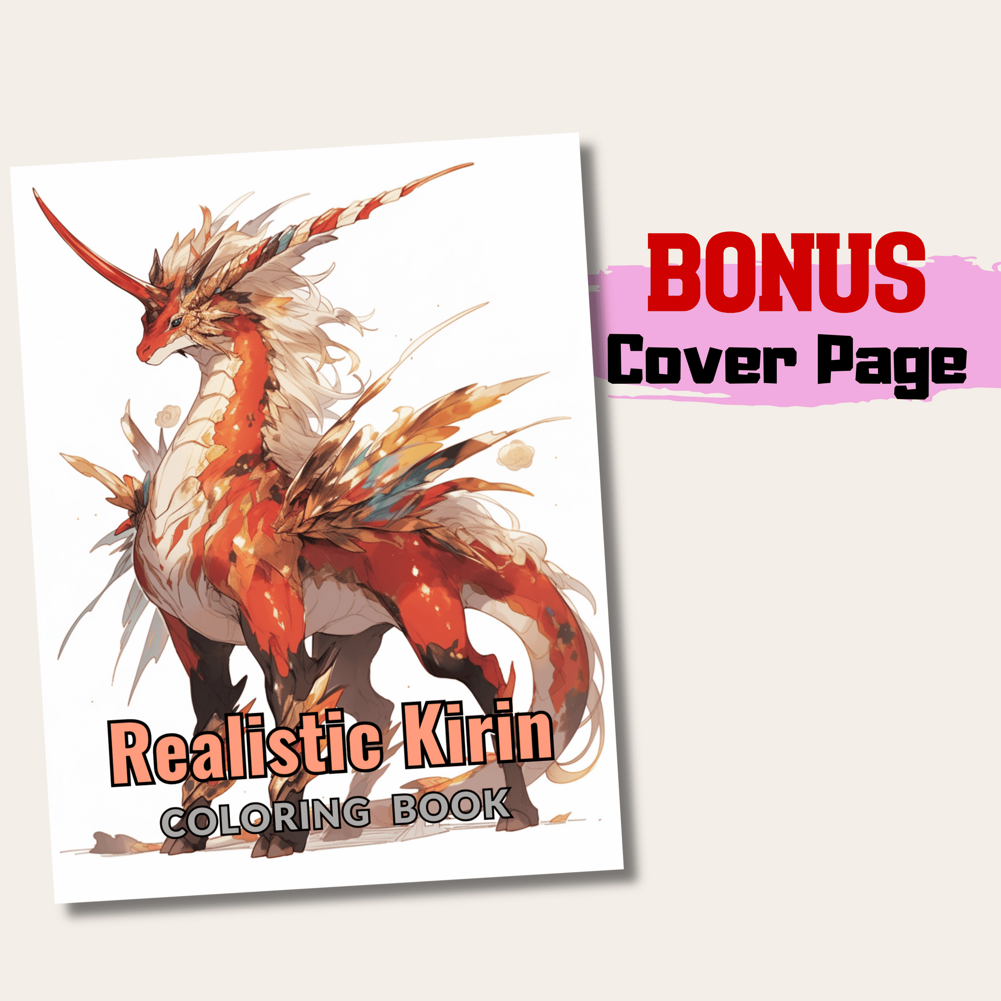 Realistic Kirin Coloring Book 1: Kirin Cover Page