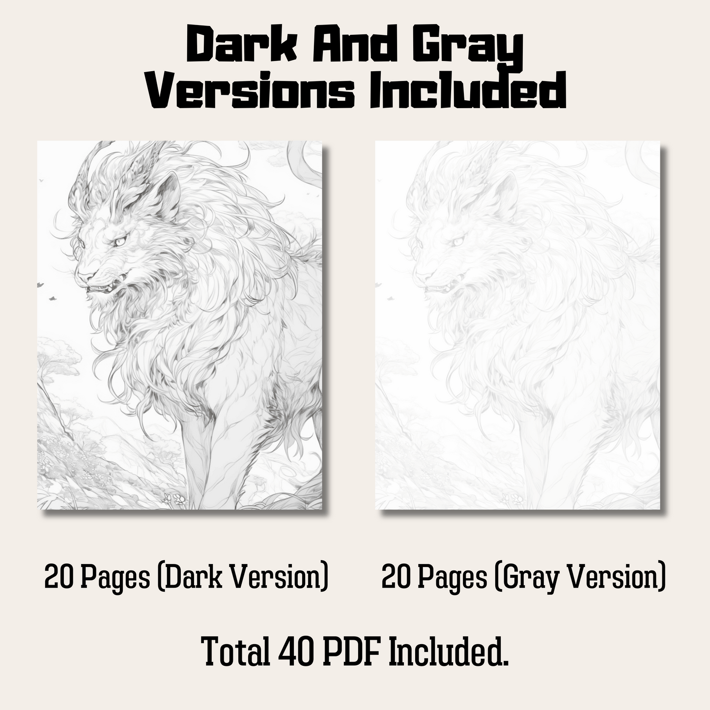 Realistic Kirin Coloring Book 1: Kirin Dark And Gray Versions Demo