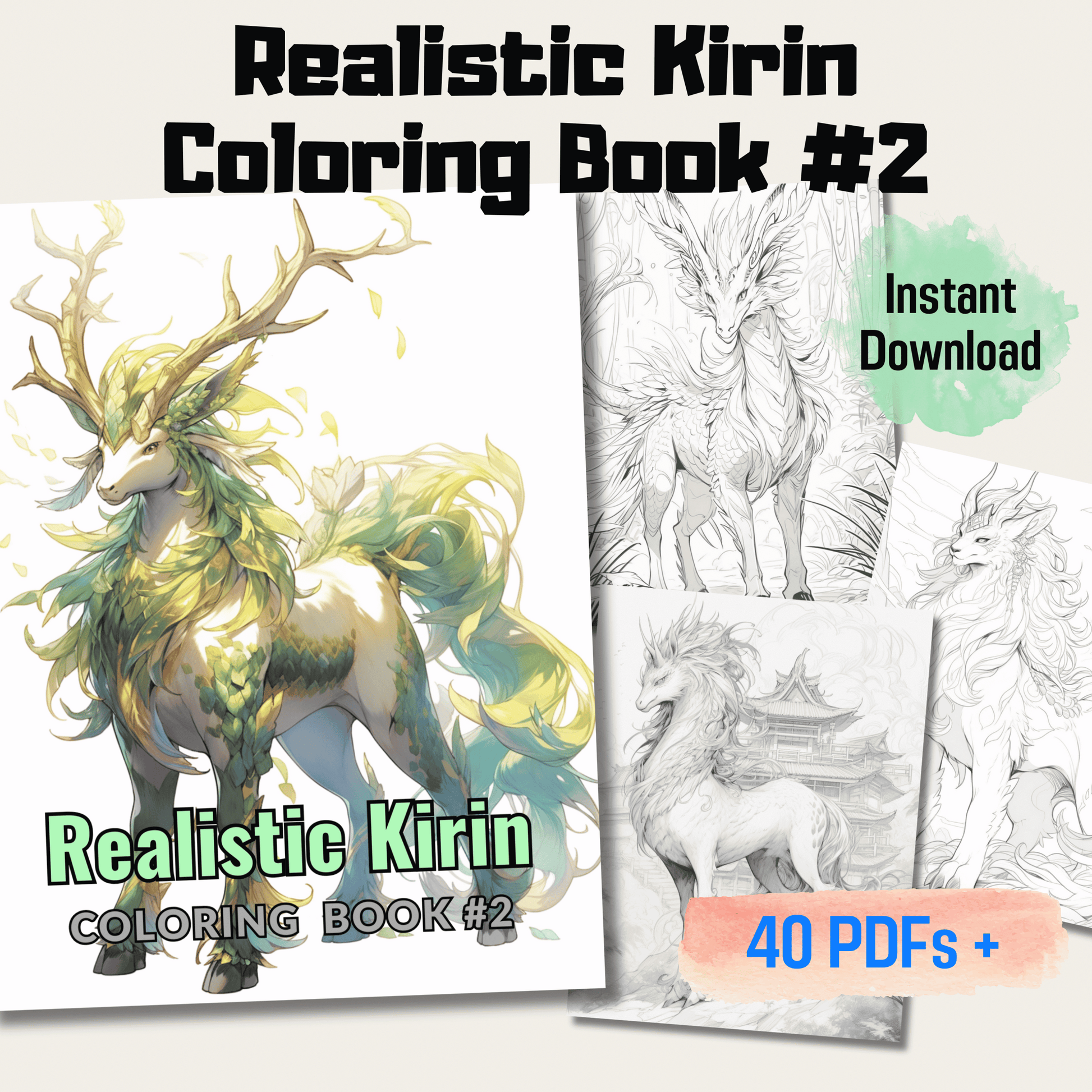 Realistic Kirin Coloring Book 2: Kirin