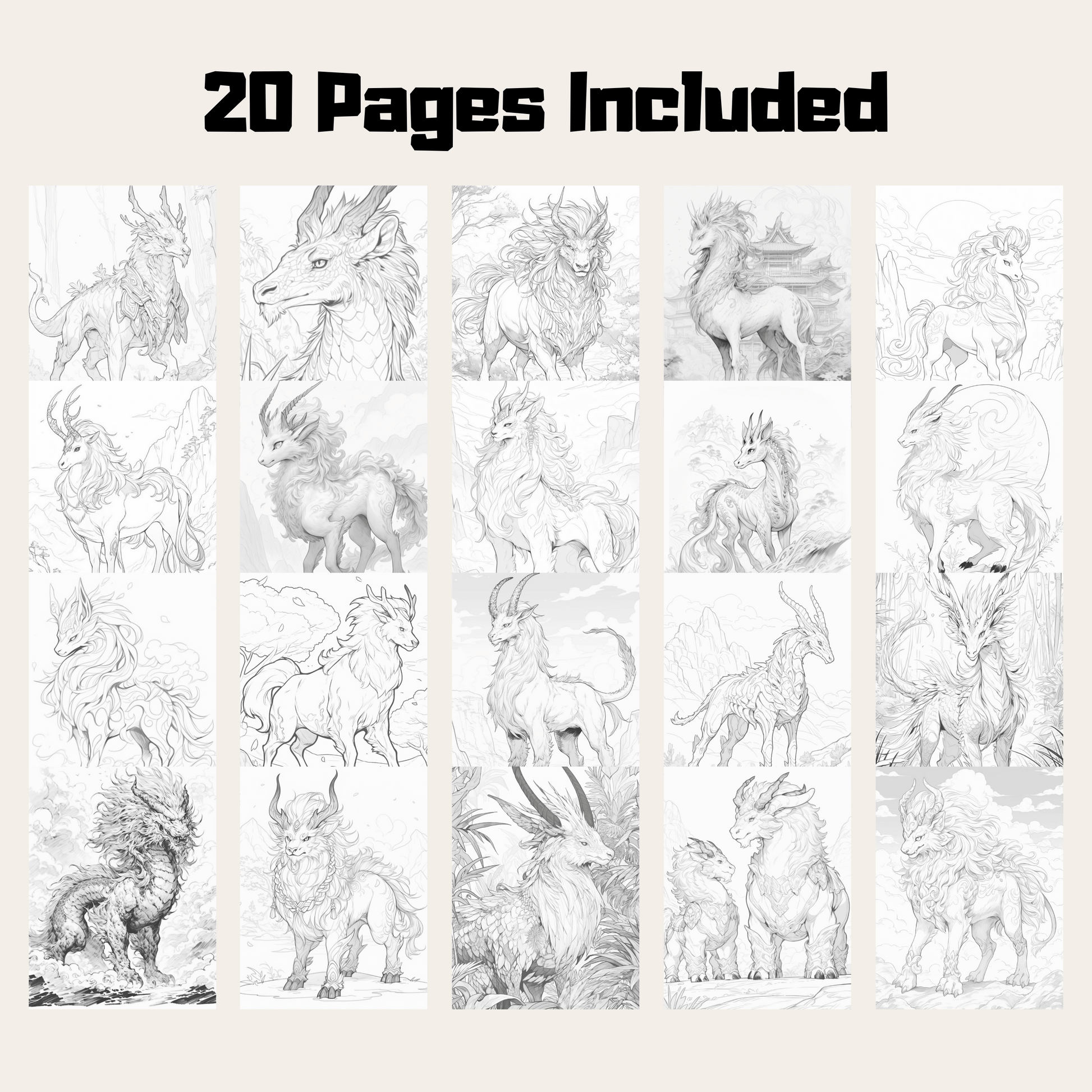 Realistic Kirin Coloring Book 2: Kirin 20 Pages Included