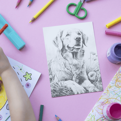 Realistic Labrador Retriever Coloring Book, 20 Dogs Grayscale Coloring Pages