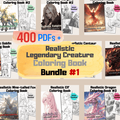 Realistic Legendary Creature Coloring Book Bundle 1: Legendary Creatures
