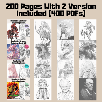 Realistic Legendary Creature Coloring Book Bundle 1: Legendary Creatures 200 Pages Included
