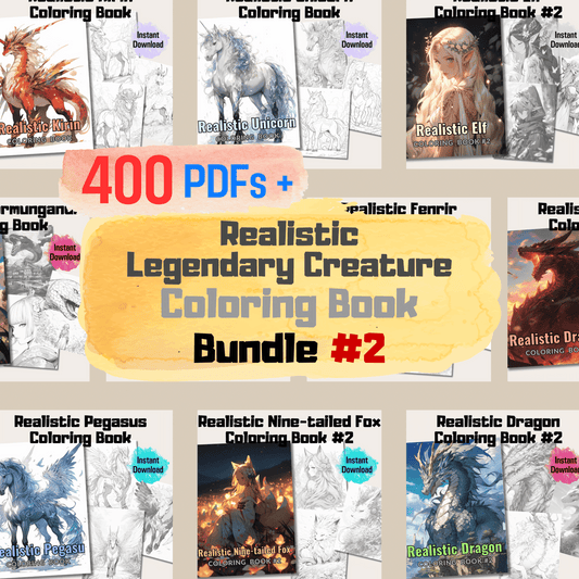 Realistic Legendary Creature Coloring Book Bundle 2: Legendary Creatures