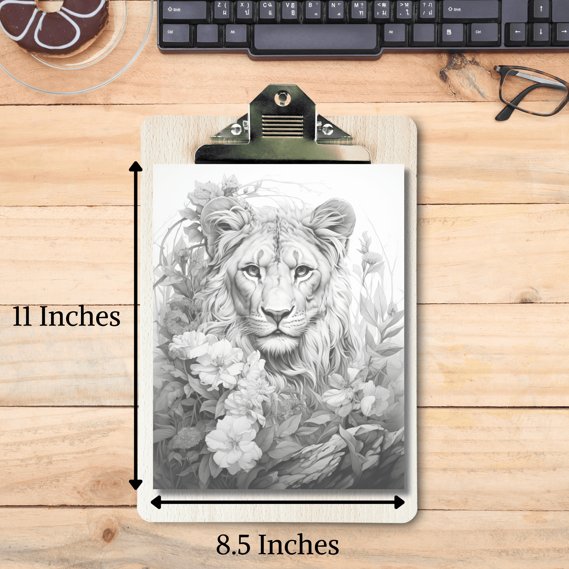 Realistic Lion Coloring Book 1: Lion Print Out Size Demo