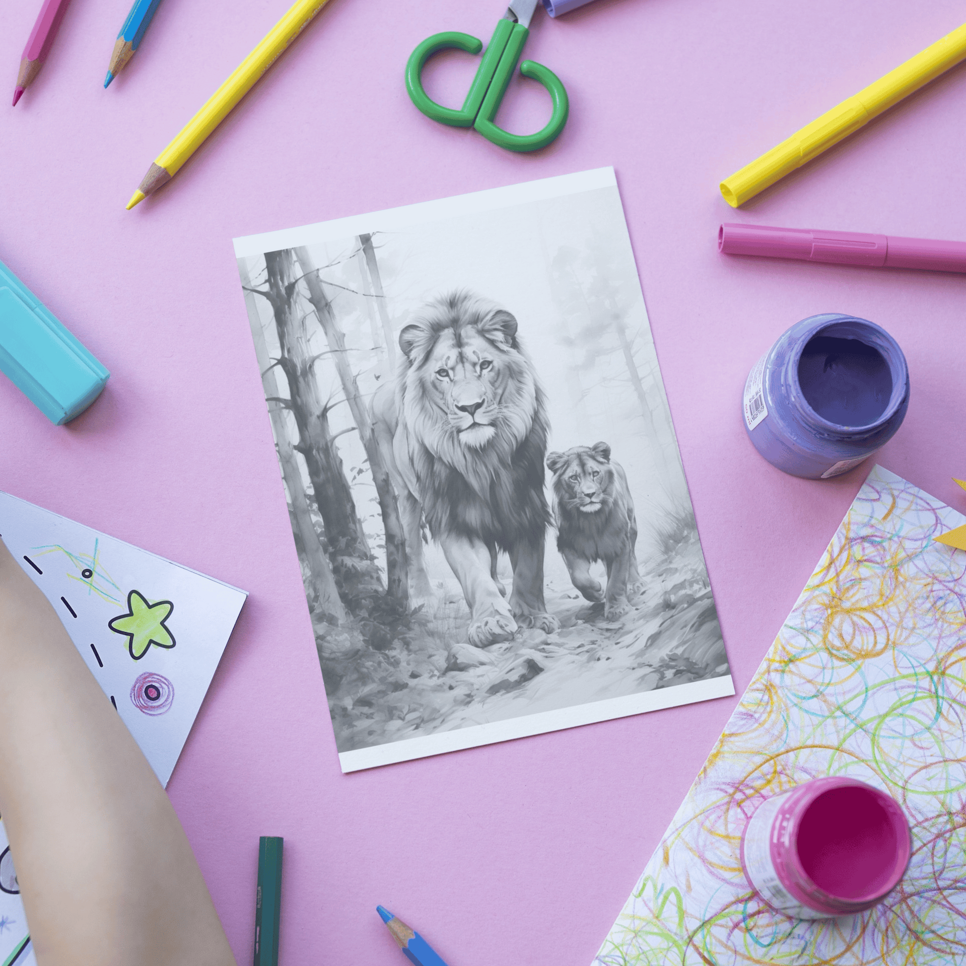 Realistic Lion Coloring Book 1: Lion Print Out Demo