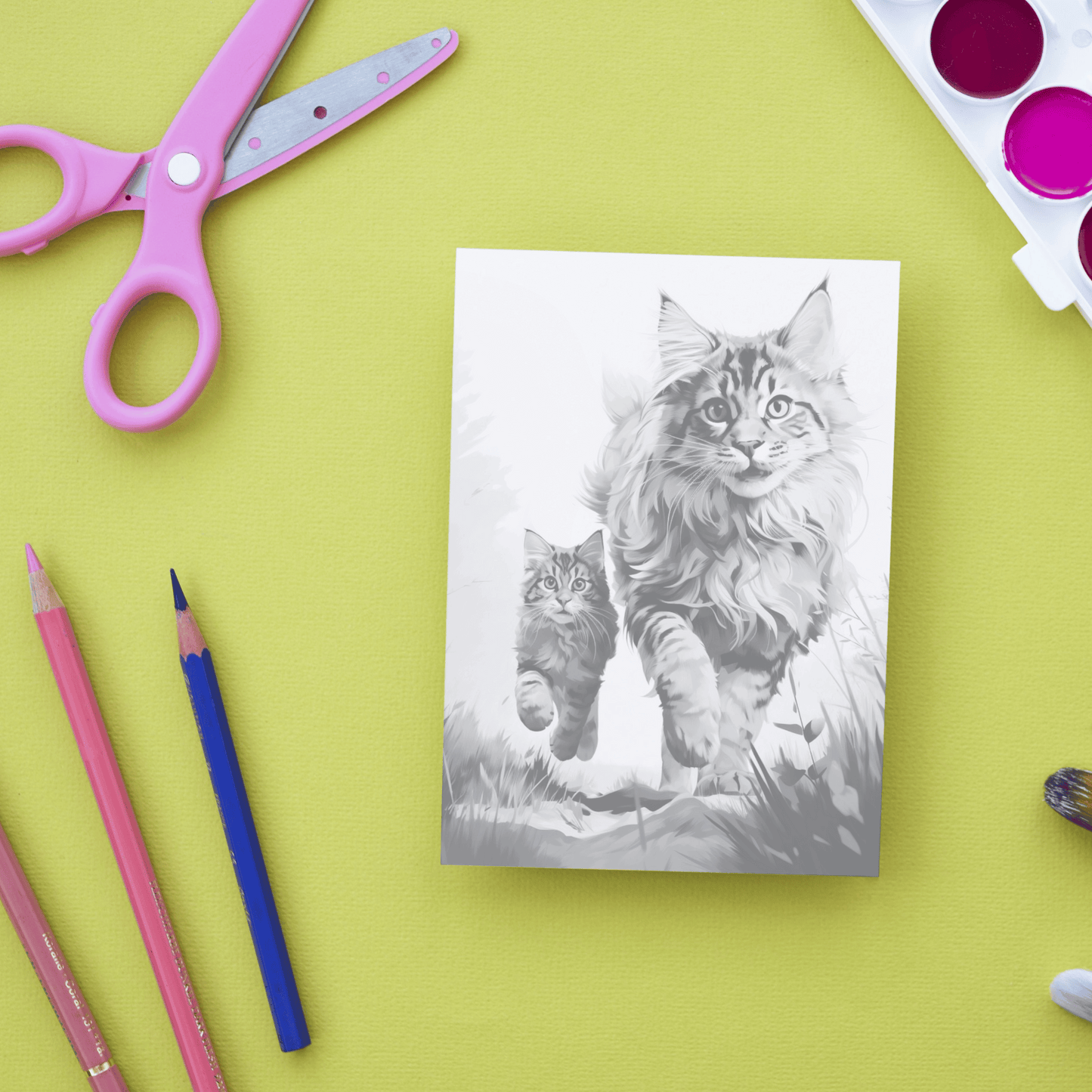 Realistic Maine Coon Coloring Book, 20 Maine Coon Grayscale Coloring Pages