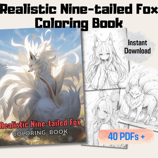 Realistic Nine-tailed Fox Coloring Book 1: Nine-tailed Foxes