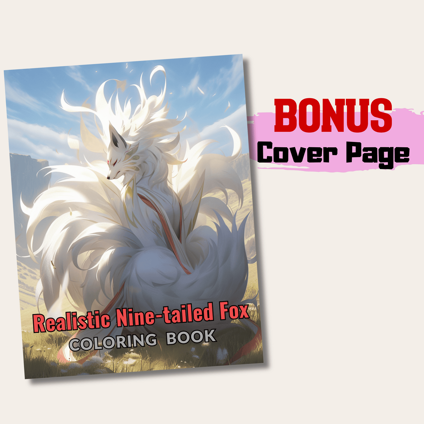 Realistic Nine-tailed Fox Coloring Book 1: Nine-tailed Foxes Cover Page