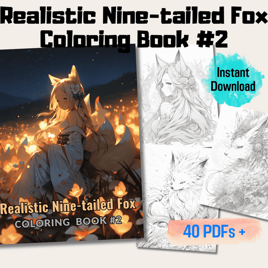 Realistic Nine-tailed Fox Coloring Book 2: Nine-tailed Foxes