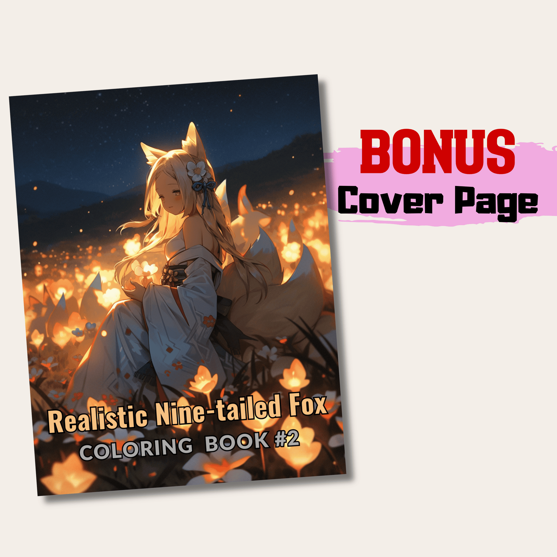 Realistic Nine-tailed Fox Coloring Book 2: Nine-tailed Fox Cover Page