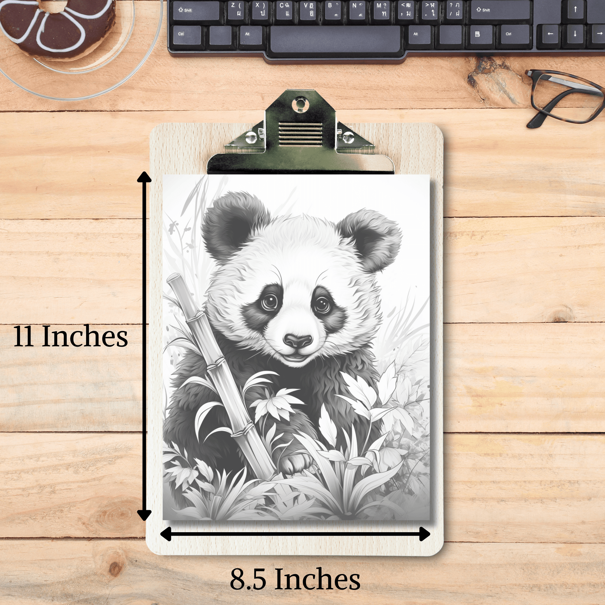 Realistic Panda Coloring Book 1: Panda Print Out Size Demo