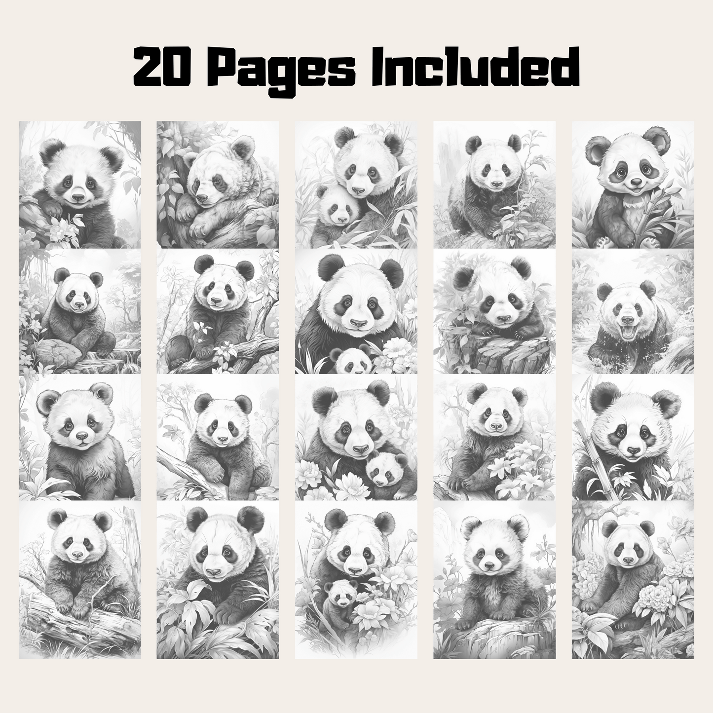 Realistic Panda Coloring Book 1: Pandas 20 Pages Included