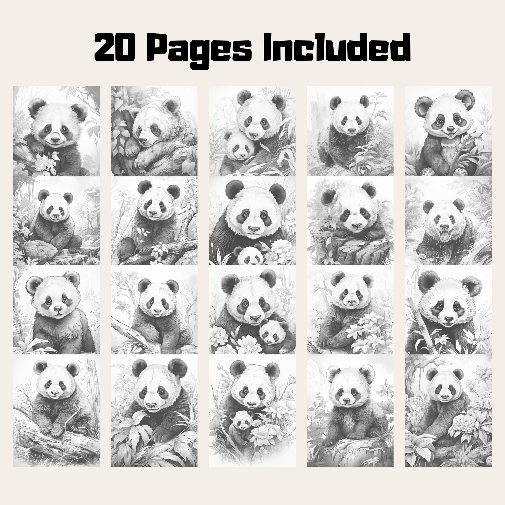 Realistic Panda Coloring Book 1: Pandas 20 Pages Included