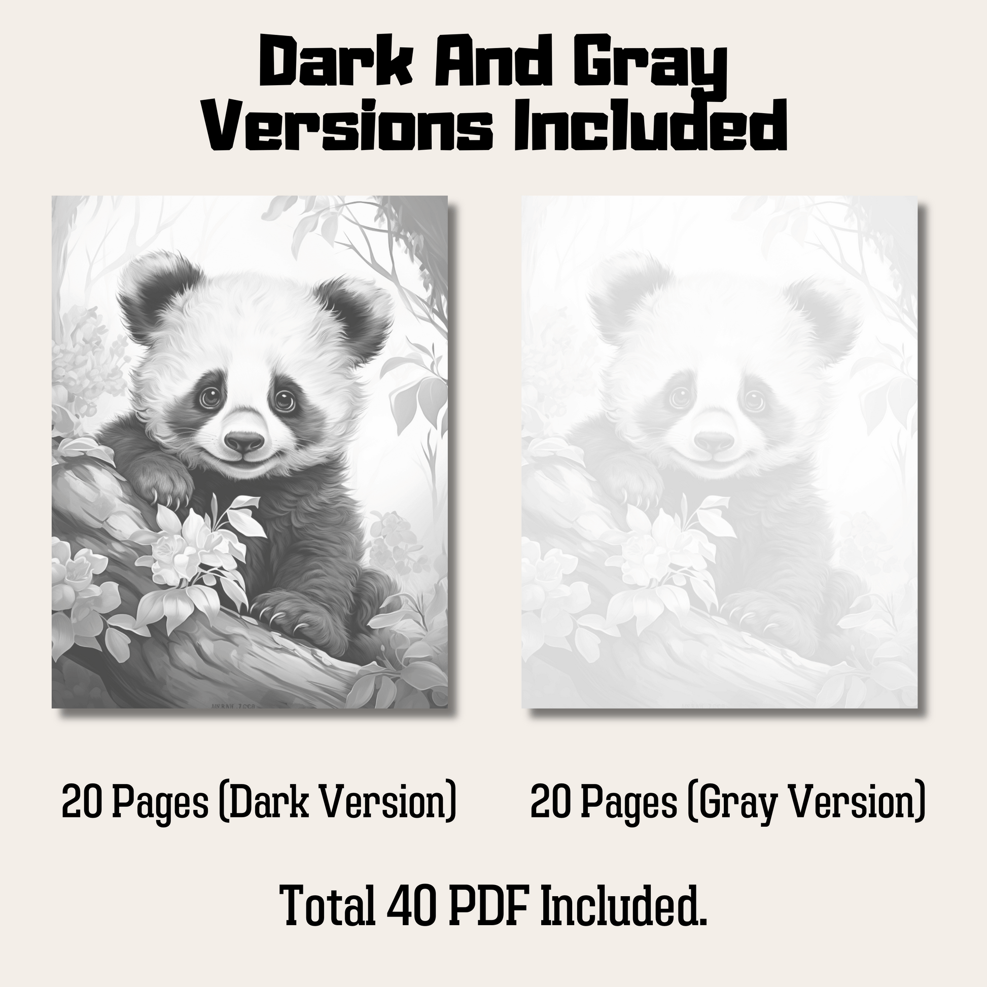 Realistic Panda Coloring Book 1: Panda Dark And Gray Versions Demo