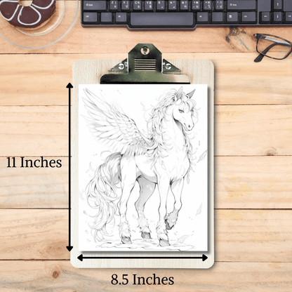 Realistic Pegasus Coloring Book 1: Pegasus Print Out Size Demo
