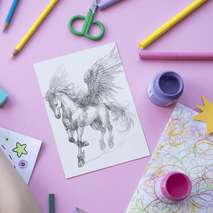 Realistic Pegasus Coloring Book 1: Pegasus Print Out Demo