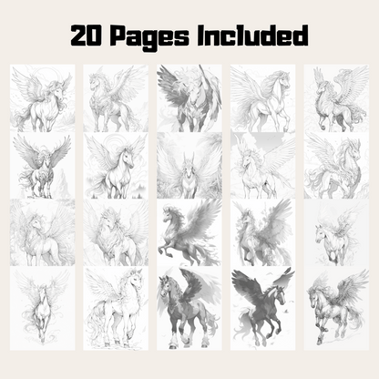 Realistic Pegasus Coloring Book 1: Pegasuses 20 Pages Included