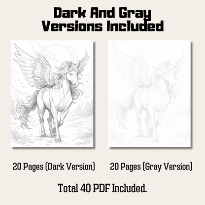 Realistic Pegasus Coloring Book 1: Pegasus Dark And Gray Versions Demo
