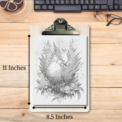 Realistic Phoenix Coloring Book 1: Phoenix Print Out Size Demo