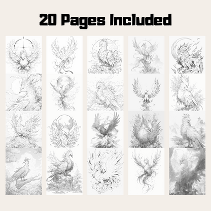 Realistic Phoenix Coloring Book 1: Phoenix 20 Pages Included