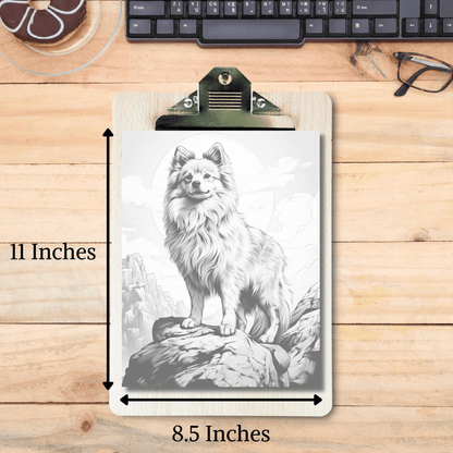 Realistic Pomeranian Coloring Book, Pomeranian Grayscale Coloring Pages for All Ages
