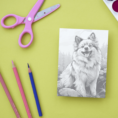 Realistic Pomeranian Coloring Book, Pomeranian Grayscale Coloring Pages for All Ages